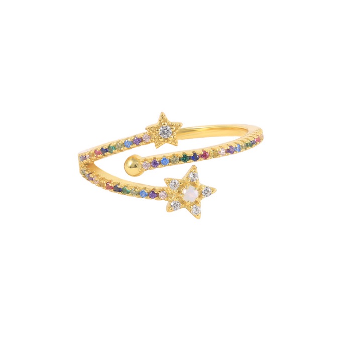 Double Stars Multi Color CZ Ring